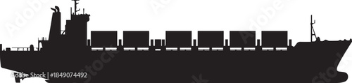 Silhouette of a container ship with cargo on a