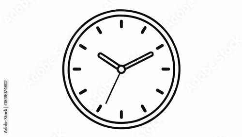Simple Line Art Clock Face with Hour and Minute Hands.