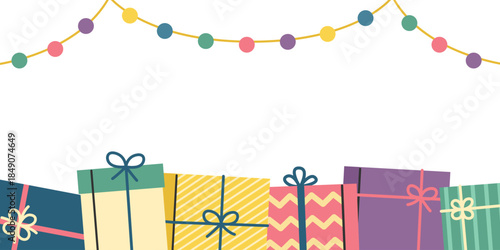 Festive Christmas gift box banner illustration
