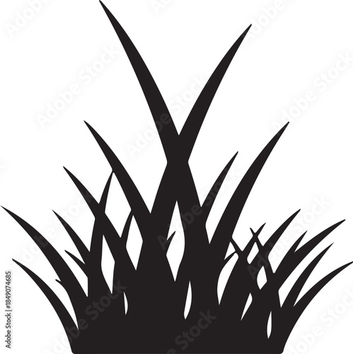 Black silhouette of a clump of grass on a white background vector