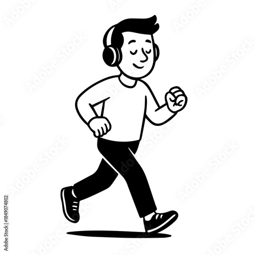 Healthy Lifestyle Jogging Man Simple Illustration
