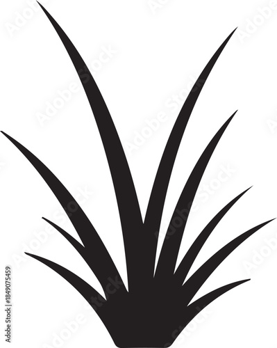 Black silhouette of grass blades on white background nature 3