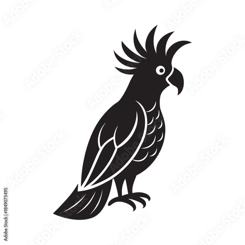 Flat Style Cockatoo Perched Tropical Bird Silhouette