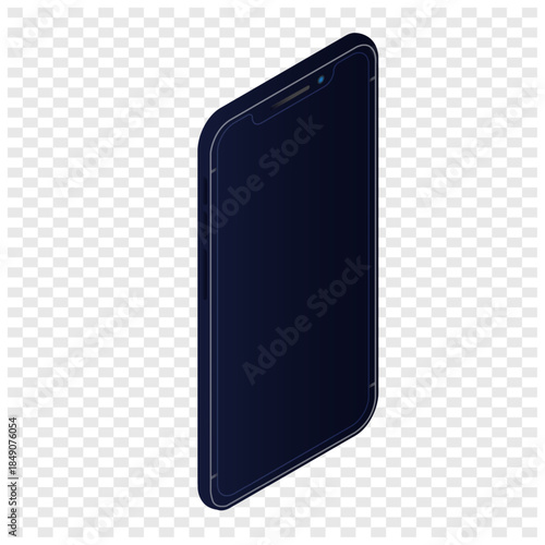 Realistic smartphone mockup. Mobile phone vector with isolated on white background. Device front view. 3D mobile phone with shadow. Realistic, high quality smart phone mockup for ui ux presentation.
