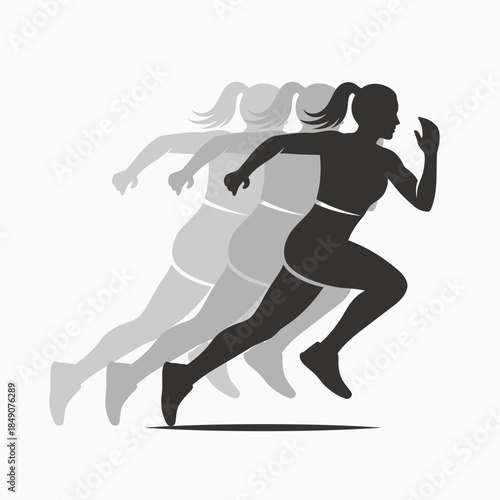 Female Runner Motion Illustration Showing Speed and Athletic Energy