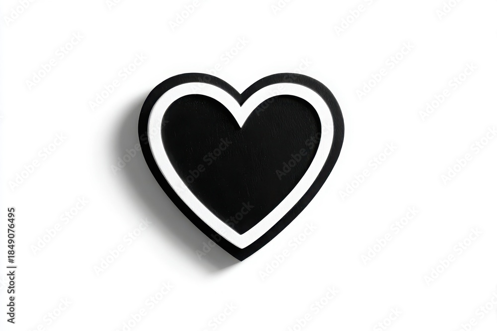 Fototapeta premium Dual-Bordered Black Heart on White Background