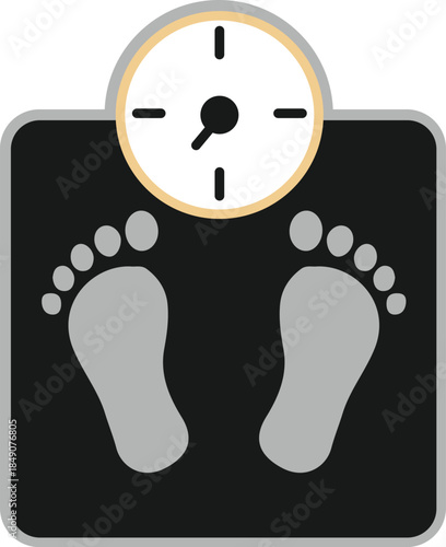 Weight Measurement: A visual representation of a weight scale with foot imprints, symbolizing the concept of body weight management and healthy living.