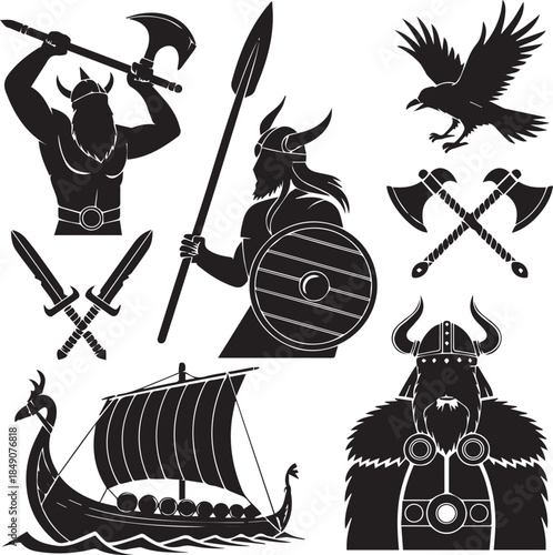 Viking Warriors & Norse Symbols vector design
