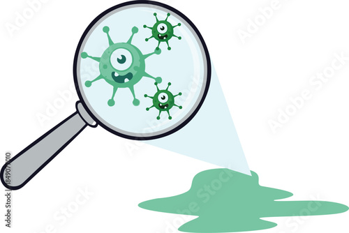 Microscopic World: An eye-catching illustration of a magnifying glass, revealing vibrant microscopic organisms, symbolizes the exploration of hidden realms.