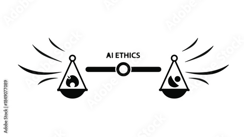 Balancing artificial intelligence ethics with human impact on a scale.