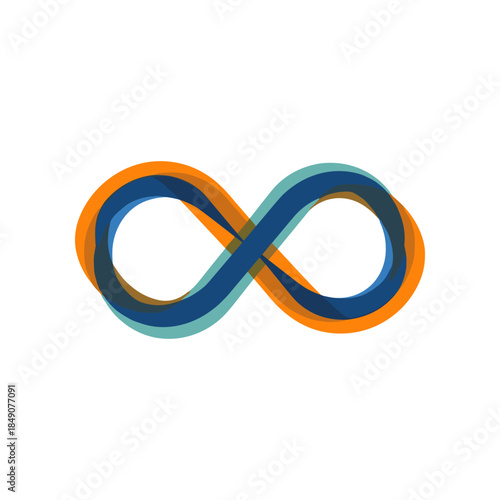 Abstract infinity symbol with overlapping colors representing endless possibilities and concepts.