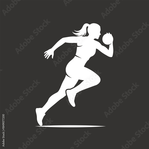 Female Runner Silhouette on Dark Background Representing Power and Focus