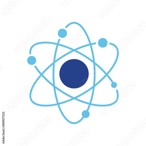 Atomic structure model with orbiting electrons around nucleus.