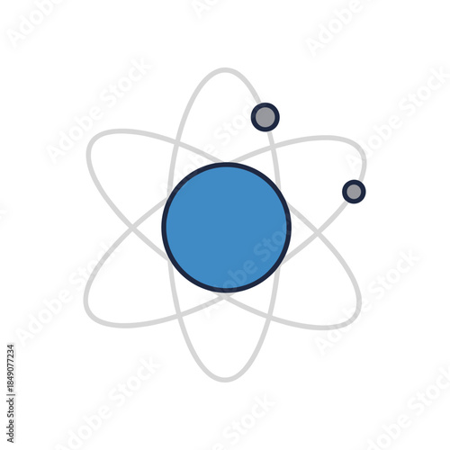 Atomic structure with nucleus and orbiting electrons illustration.