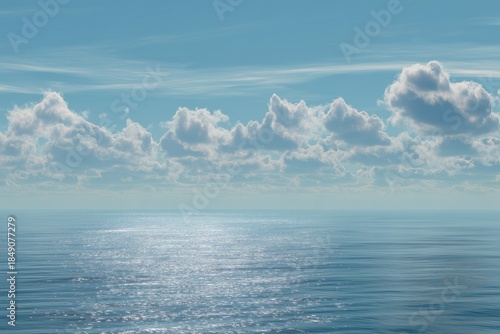 Open Ocean Landscape With Clouds and Sunlight Reflecting off Water