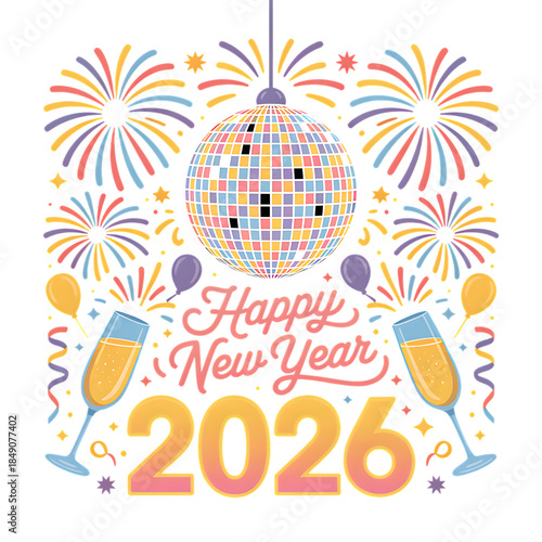 new year background with balloons isolated on transparent background