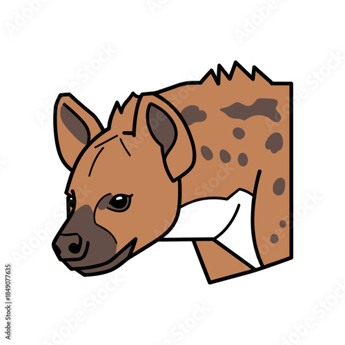 Cartoon Hyena Illustration with Distinctive Spots and Features.