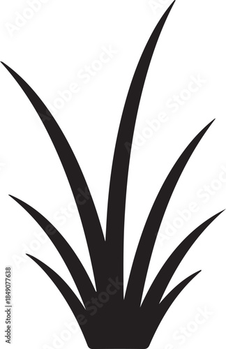 Black silhouette of grass blades on white background nature 1