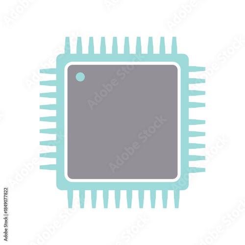 Central Processing Unit Microchip with Heat Sink Fins.