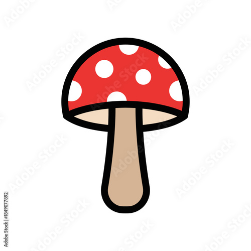 Charming Red and White Spotted Mushroom Illustration.