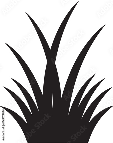 Black silhouette of grass blades on white background vector 2