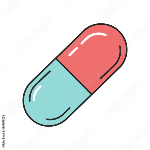 Colorful capsule medicine pill illustration for healthcare and medical treatment.