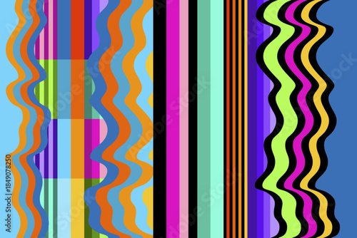 Seamless geometric pattern. Abstract background with colorful stripes. Vector illustration.