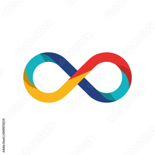 Colorful infinity symbol representing endless possibilities and continuous flow.