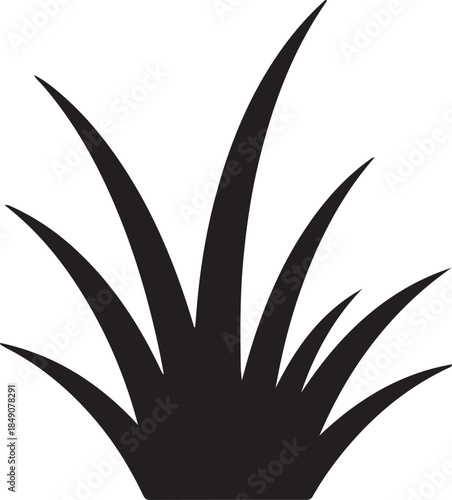 Black grass blades silhouette on white background vector