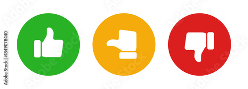 Like, neutral, and dislike icons circles, representing positive, neutral, and negative feedback in digital interactions
