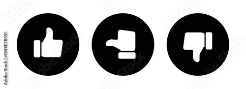 Like, neutral, and dislike icons circles, representing positive, neutral, and negative feedback in digital interactions