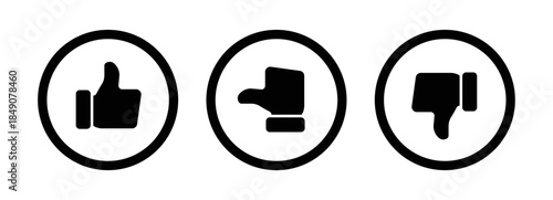 Like, neutral, and dislike icons circles, representing positive, neutral, and negative feedback in digital interactions