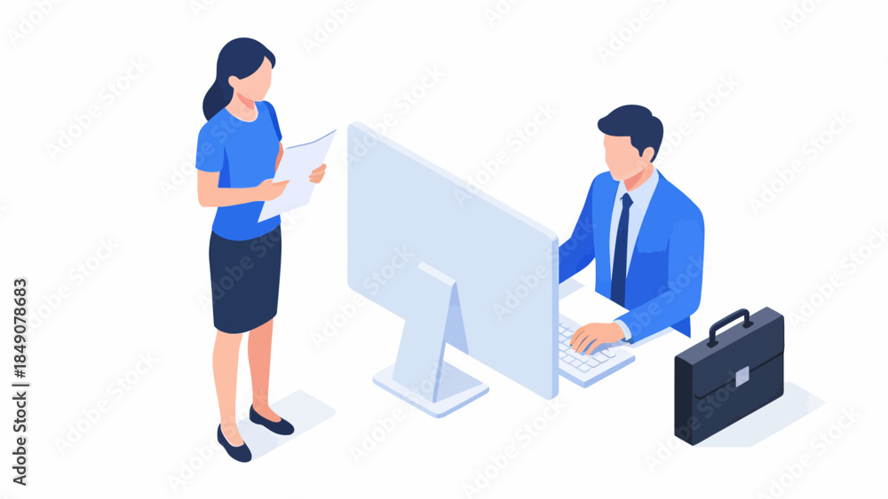 Obraz premium Business meeting with computer