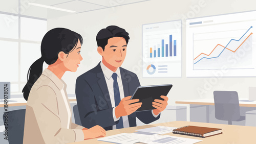 Business meeting with data analysis