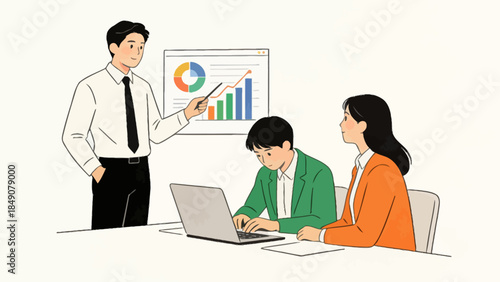 Business meeting with data presentation