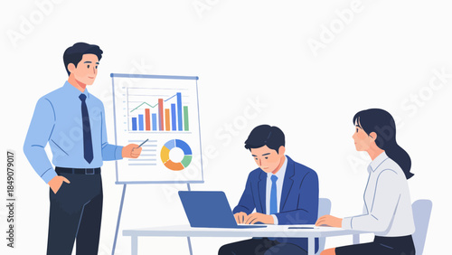 Business meeting with data presentation