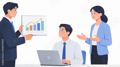 Business meeting with data presentation