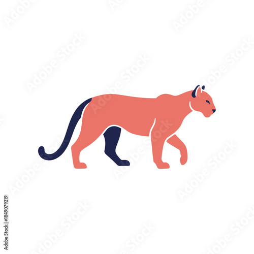 Elegant cougar gracefully walking with a sleek design and vibrant colors.