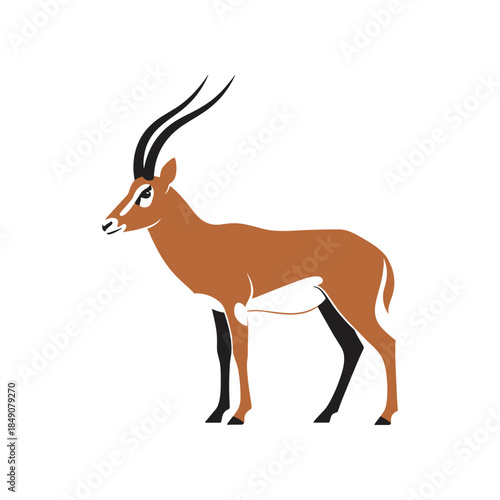Elegant gazelle standing proudly showcasing its impressive horns and graceful form.