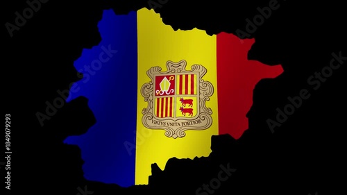 Looping animation of the Andorra flag as a map with a transparent background