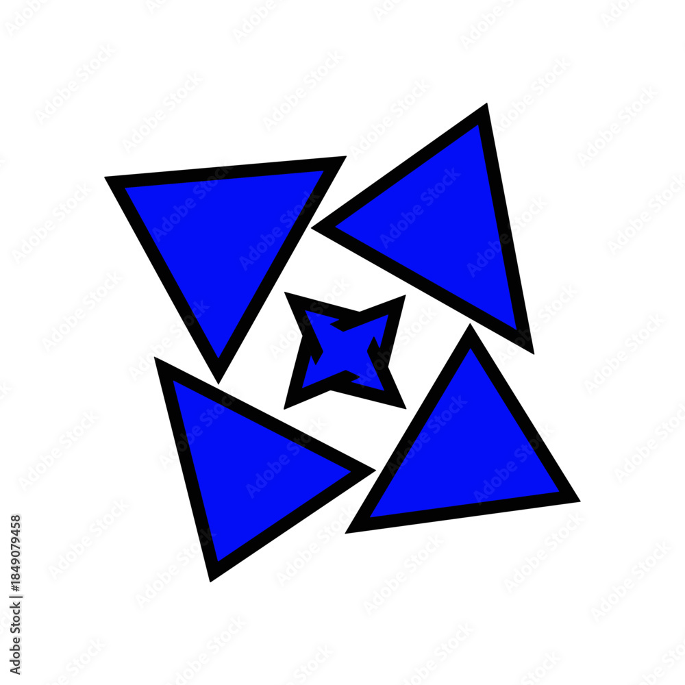 Naklejka premium Geometric Blue Shapes Composition with Star and Triangles.