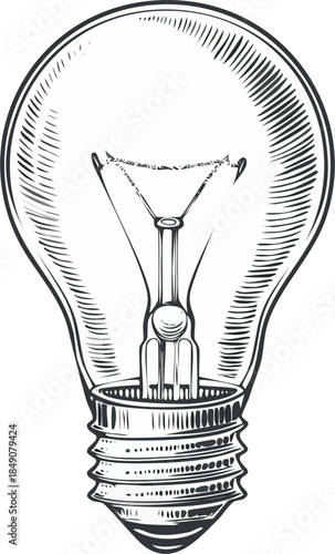 Hand drawn vector illustration of a filament light bulb