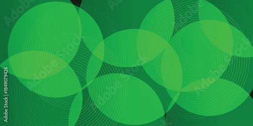 Abstract background 3D green techno overlap layer on dark space with glowing lines shape decoration. Modern graphic design element