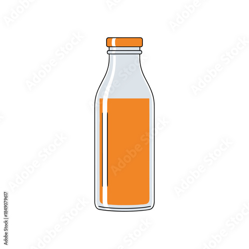Glass bottle of fresh orange juice vector illustration.
