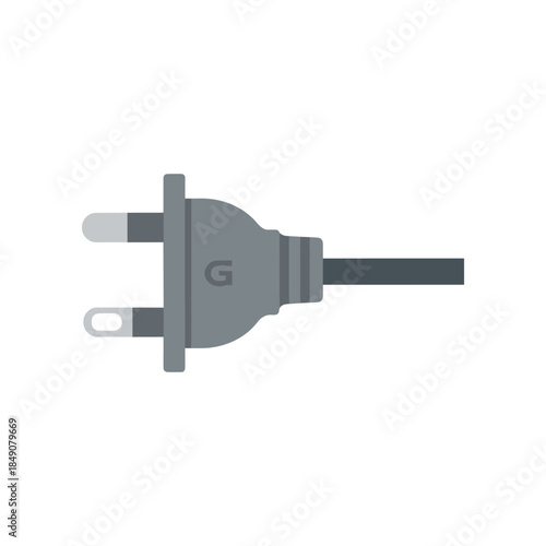 Gray two prong electrical power plug vector illustration isolated on white.