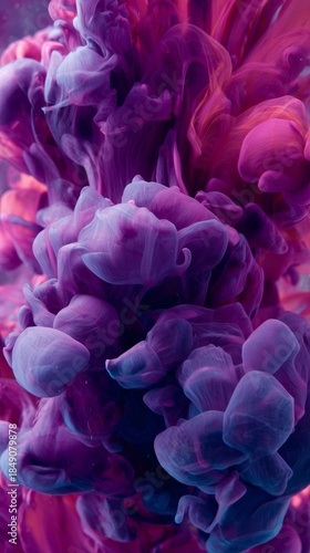 Purple Ink Dissolves in Water Creating Abstract Shapes and Forms