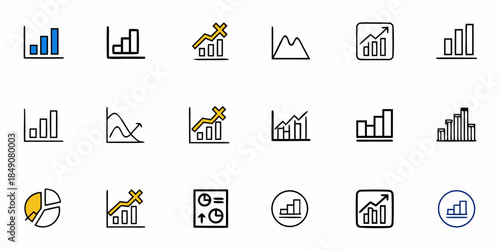 Business Infographic Icons, Graphs, Charts, and Diagrams for Data Analysis and Statistics