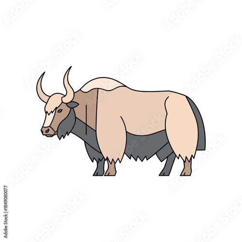 Illustration of a Domestic Yak Animal.