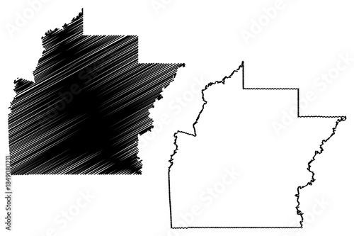 Hinds County, Mississippi (U.S. county, United States of America, USA, U.S., US) map vector illustration, scribble sketch Hinds map