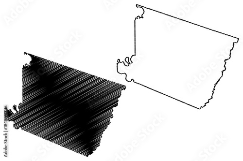 Holmes County, Mississippi (U.S. county, United States of America, USA, U.S., US) map vector illustration, scribble sketch Holmes map
